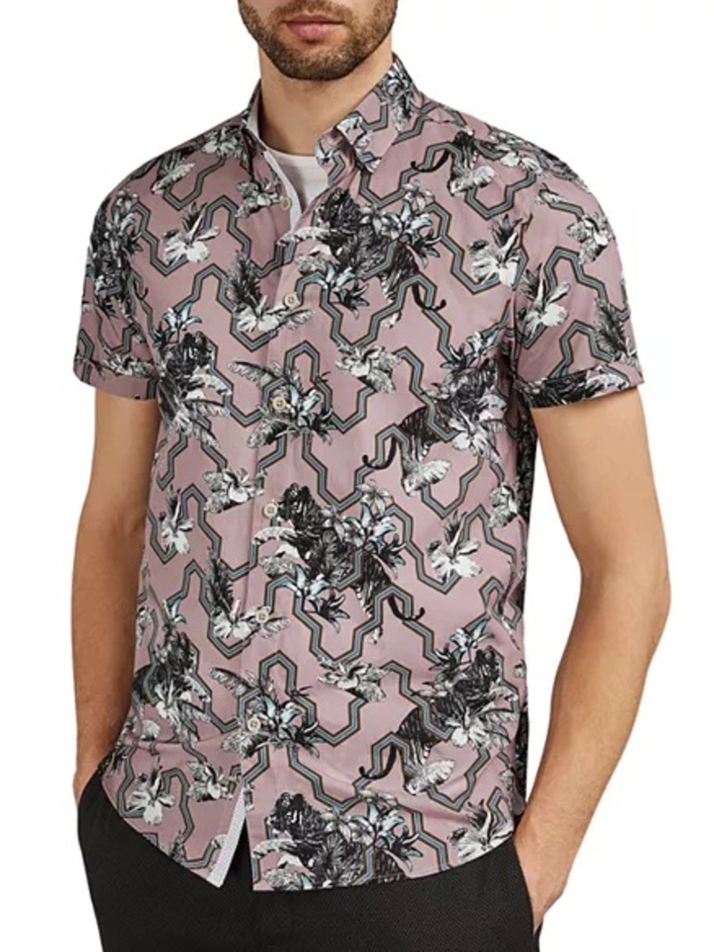 Ted Baker Stefan Tiger Mash Up Slim Fit Shirt